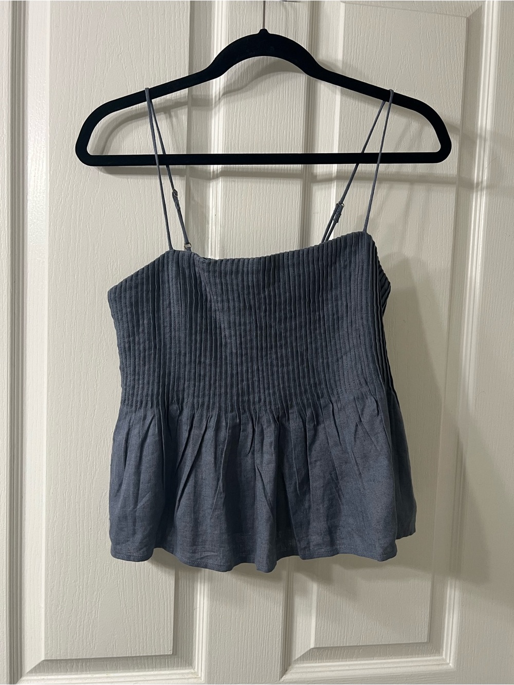 Abercrombie & Fitch Slate Blue Ribbed Peplum Camisole
